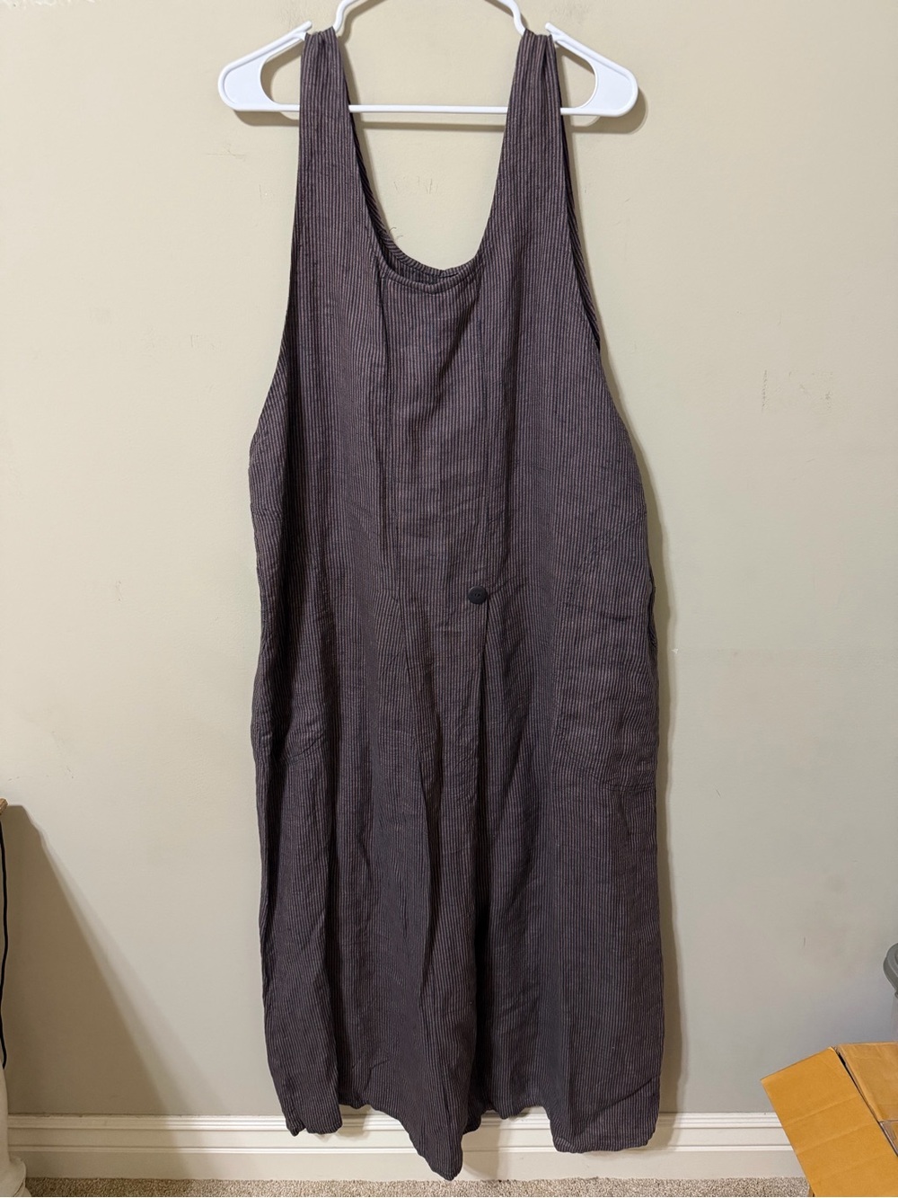 Flax by Angelheart Relaxed Sleeveless Maxi Dress large 100% linen striped euc